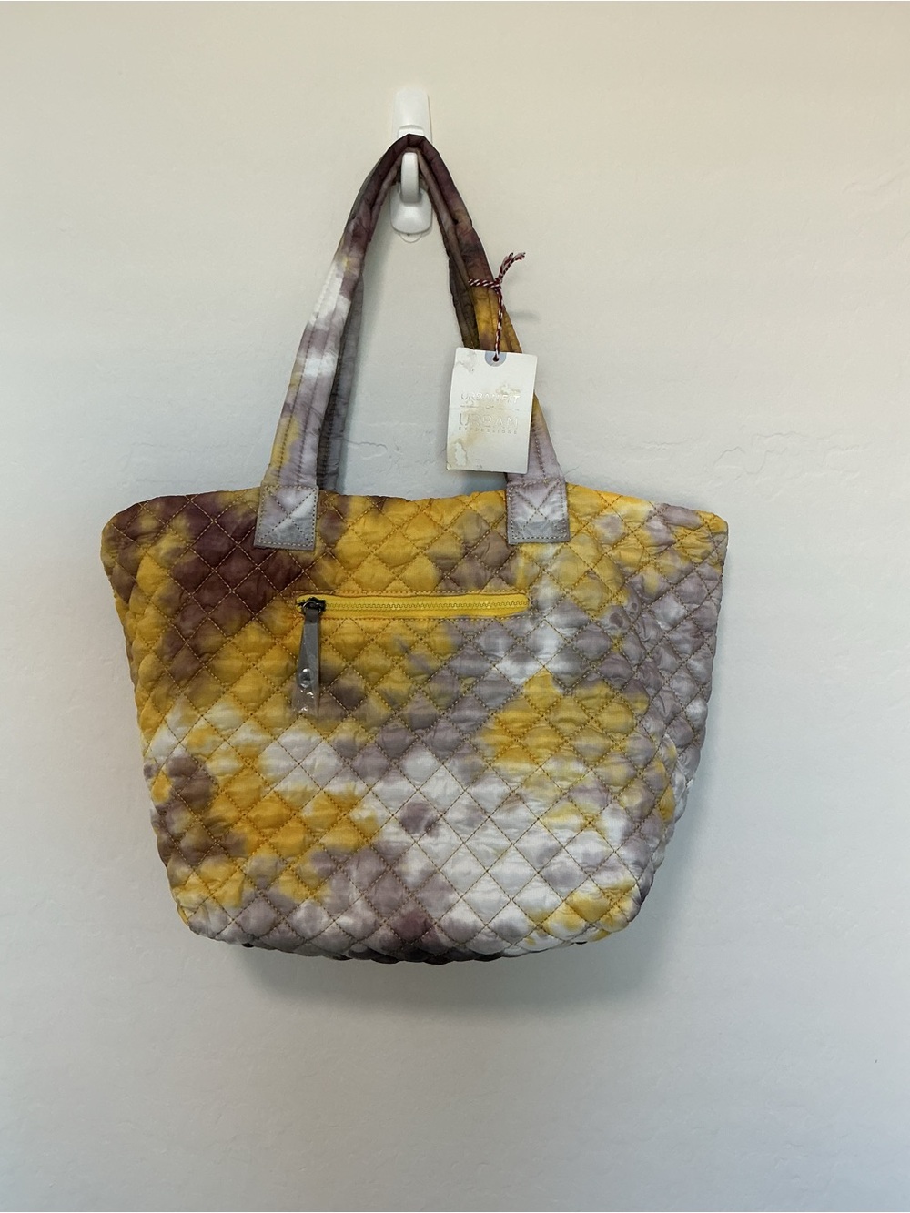 NWT - URBAN EXPRESSIONS Quilted Puffer Tote Bag in Lilac Multi Tie Dye